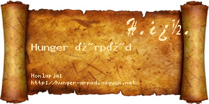 Hunger Árpád névjegykártya